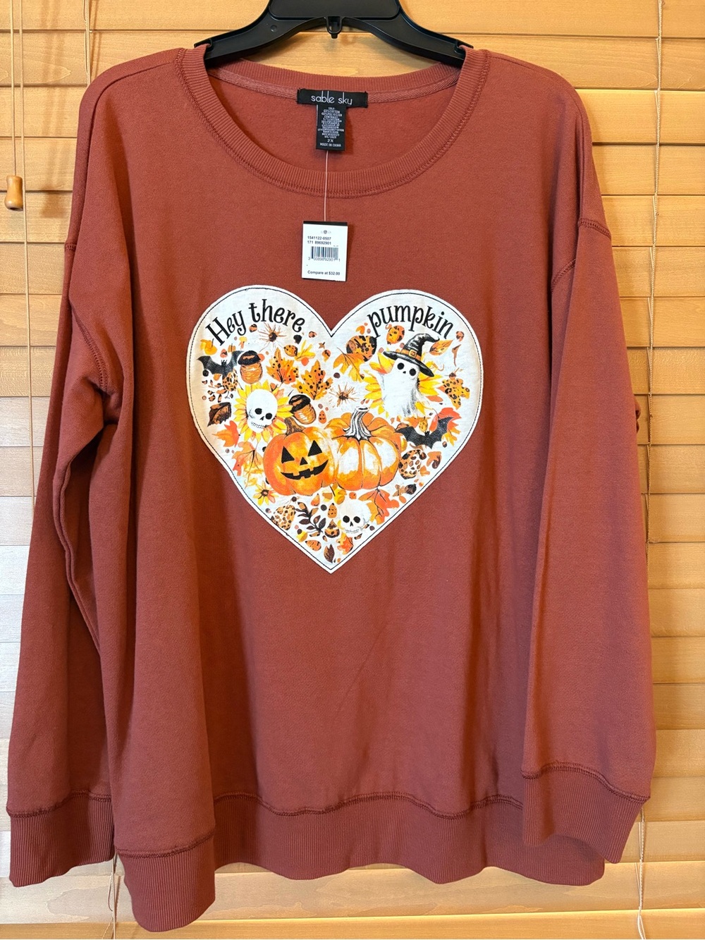 Rust Orange NWT  'Hay There Pumpkin' Heart Graphic Sweatshirt  Size 2X